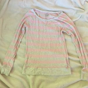 Pink and Cream Striped Long Sleeve Shirt
